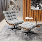 Kit 02 Puffs Giratório Costela Suede Base Cromada Preto - D'r