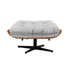 Kit 02 Puffs Giratório Costela Suede Base Cromada Preto - D'r