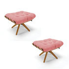 Kit 02 Puffs Giratório Costela Suede Base Madeira Ma30 - D'ro