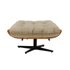 Kit 02 Puffs Giratório Costela Suede Marrom Rato Base Cromada