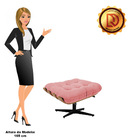 Kit 02 Puffs Giratório Costela Suede Rosê Base Cromada Preto