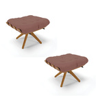 Kit 02 Puffs Giratório Costela Veludo Base Madeira Ma30 - D'r