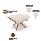 Kit 02 Puffs Giratório Costela Veludo Bege Base Madeira Ma30