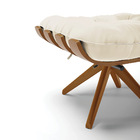 Kit 02 Puffs Giratório Costela Veludo Bege Base Madeira Ma30