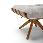 Kit 02 Puffs Giratório Costela Veludo Cinza Base Madeira Ma30