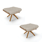 Kit 02 Puffs Giratório Costela Veludo Prata A130 Luxo Base Ma