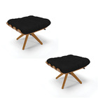 Kit 02 Puffs Giratório Costela Veludo Preto A81 Luxo Base Mad