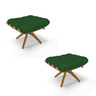 Kit 02 Puffs Giratório Costela Veludo Verde A136 Luxo Base Ma