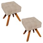 Kit 02 Puffs Giratório Elisa Suede Base Madeira Mm30 D03 - D'