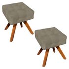 Kit 02 Puffs Giratório Elisa Suede Base Madeira Mm30 D03 - D'