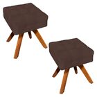 Kit 02 Puffs Giratório Elisa Suede Base Madeira Mm30 D03 - D'