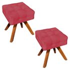 Kit 02 Puffs Giratório Elisa Suede Base Madeira Mm30 D03 - D'