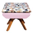 Kit 02 Puffs Giratório Opala Composê D87 Com Suede Base Madei