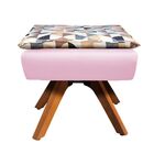 Kit 02 Puffs Giratório Opala Composê D87 Com Suede Base Madei