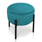 Kit 02 Puffs Iron Suede Azul Turquesa Base Preto Palito D'ros