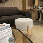 Kit 02 Puffs Iron Suede Bege Base Metálica Cobre