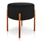 Kit 02 Puffs Iron Suede Preto Base Metálica Cobre