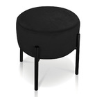 Kit 02 Puffs Iron Suede Preto Base Metálica Preto