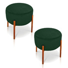 Kit 02 Puffs Iron Suede Verde Base Metálica Cobre