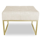 Kit 02 Puffs Lisa Linho Base Metálica Industrial Dourado - Pa