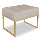 Kit 02 Puffs Lisa Linho Base Metálica Industrial Dourado - Pa