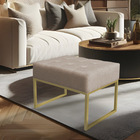 Kit 02 Puffs Lisa Linho Base Metálica Industrial Dourado - Pa