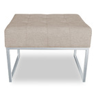 Kit 02 Puffs Lisa Linho Base Metálica Industrial Prata - Pall