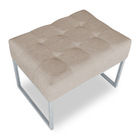 Kit 02 Puffs Lisa Linho Base Metálica Industrial Prata - Pall