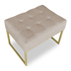 Kit 02 Puffs Lisa Linho Cappuccino Base Metálica Industrial D