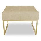 Kit 02 Puffs Lisa Linho Dourado Base Metálica Industrial Dour