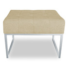 Kit 02 Puffs Lisa Linho Dourado Base Metálica Industrial Prat