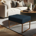 Kit 02 Puffs Lisa Suede Azul Marinho Base Metálica Industrial