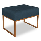 Kit 02 Puffs Lisa Suede Azul Marinho Base Metálica Industrial