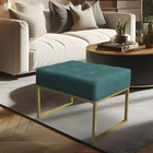 Kit 02 Puffs Lisa Suede Azul Turquesa Base Metálica Industria