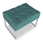 Kit 02 Puffs Lisa Suede Azul Turquesa Base Metálica Industria