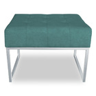 Kit 02 Puffs Lisa Suede Azul Turquesa Base Metálica Industria