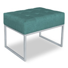 Kit 02 Puffs Lisa Suede Azul Turquesa Base Metálica Industria