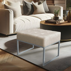 Kit 02 Puffs Lisa Suede Base Metálica Industrial Prata - Pall