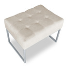 Kit 02 Puffs Lisa Suede Base Metálica Industrial Prata - Pall