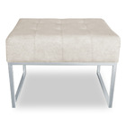 Kit 02 Puffs Lisa Suede Bege Base Metálica Industrial Prata -