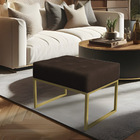 Kit 02 Puffs Lisa Suede Marrom Base Metálica Industrial Doura