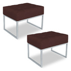 Kit 02 Puffs Lisa Suede Marsala Base Metálica Industrial Prat