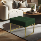 Kit 02 Puffs Lisa Suede Verde Base Metálica Industrial Dourad