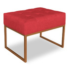 Kit 02 Puffs Lisa Suede Vermelho Base Metálica Industrial Cob