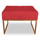 Kit 02 Puffs Lisa Suede Vermelho Base Metálica Industrial Cob