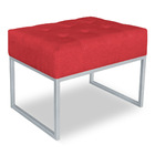 Kit 02 Puffs Lisa Suede Vermelho Base Metálica Industrial Pra