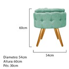 Kit 02 Puffs Londres Baú Palito Mel Linho Azul Turquesa - Ama