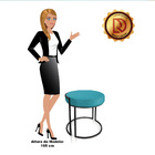 Kit 02 Puffs Love Suede Azul Turquesa Base Industrial Preto -