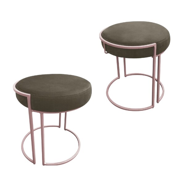 Kit 02 Puffs Love Suede Base Rosê D'rossi - Marrom Rato