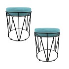 Kit 02 Puffs Multiuso Com Mesa Babu 2 Em 1 Suede Base Preto D